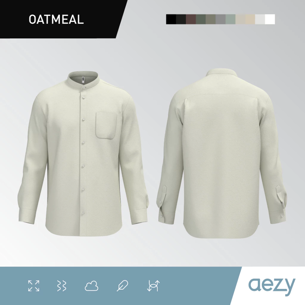 KEMEJA AEZY STAND COLLAR LONG SLEEVE